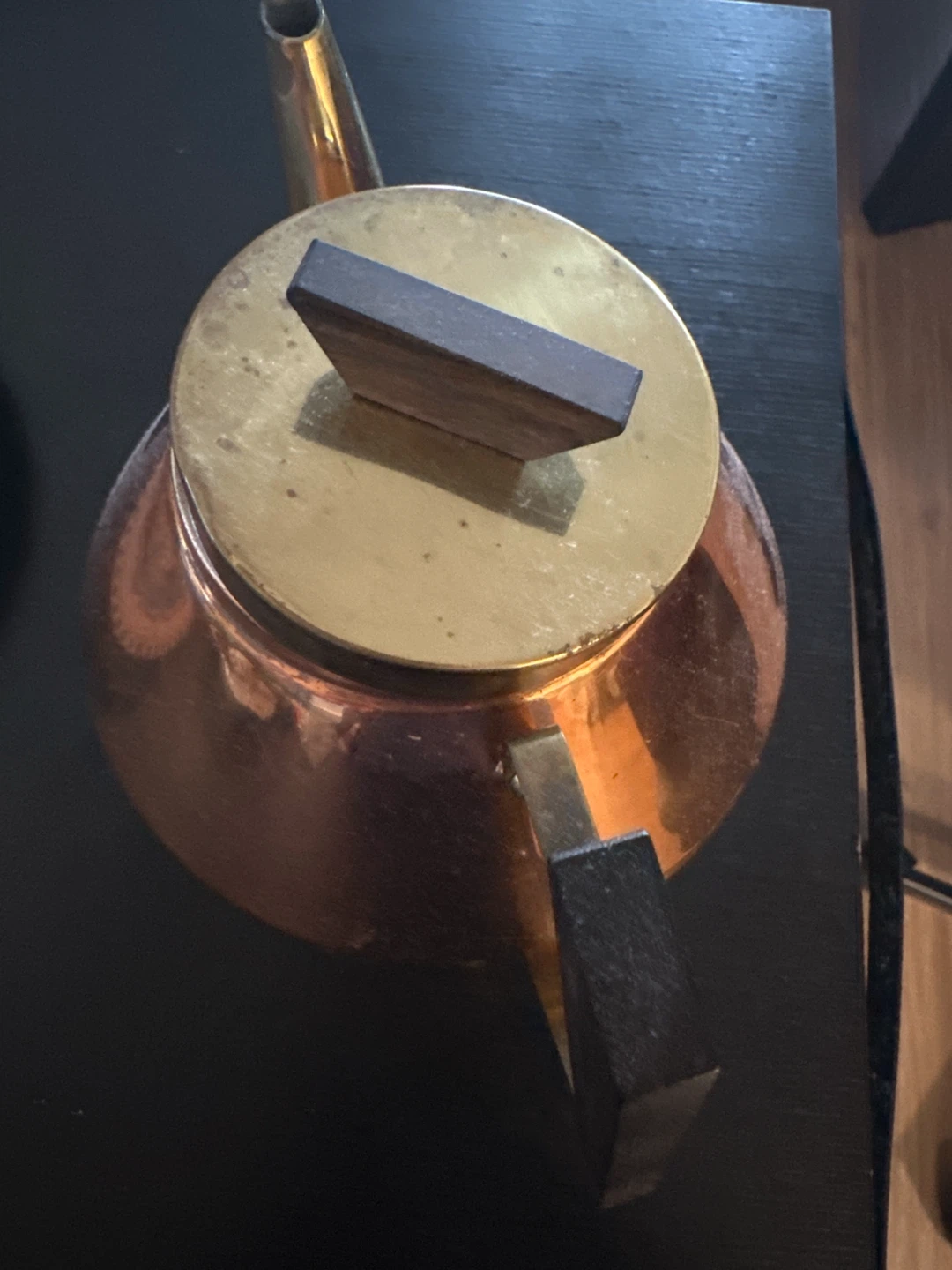 Vintage Copper Kettle with Wooden Handle - photo 3