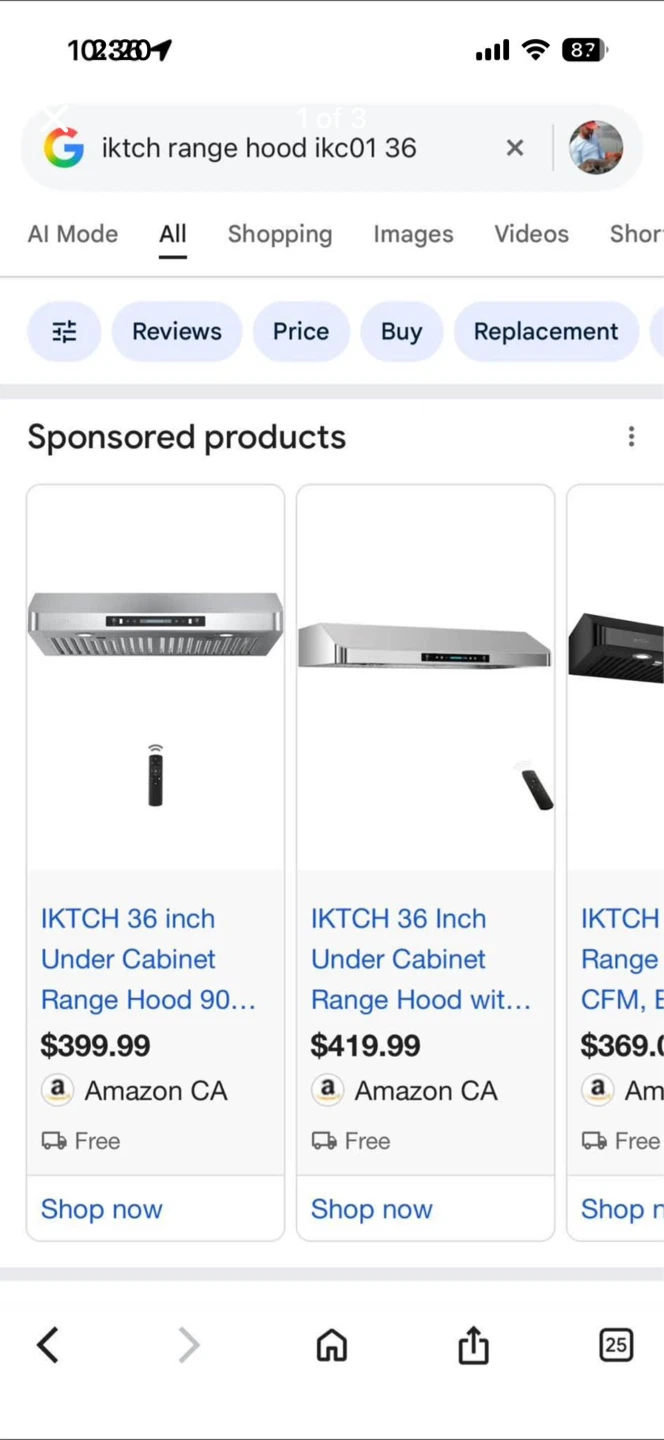 IKTCH 36 Inch Under Cabinet Range Hood IKC01-36