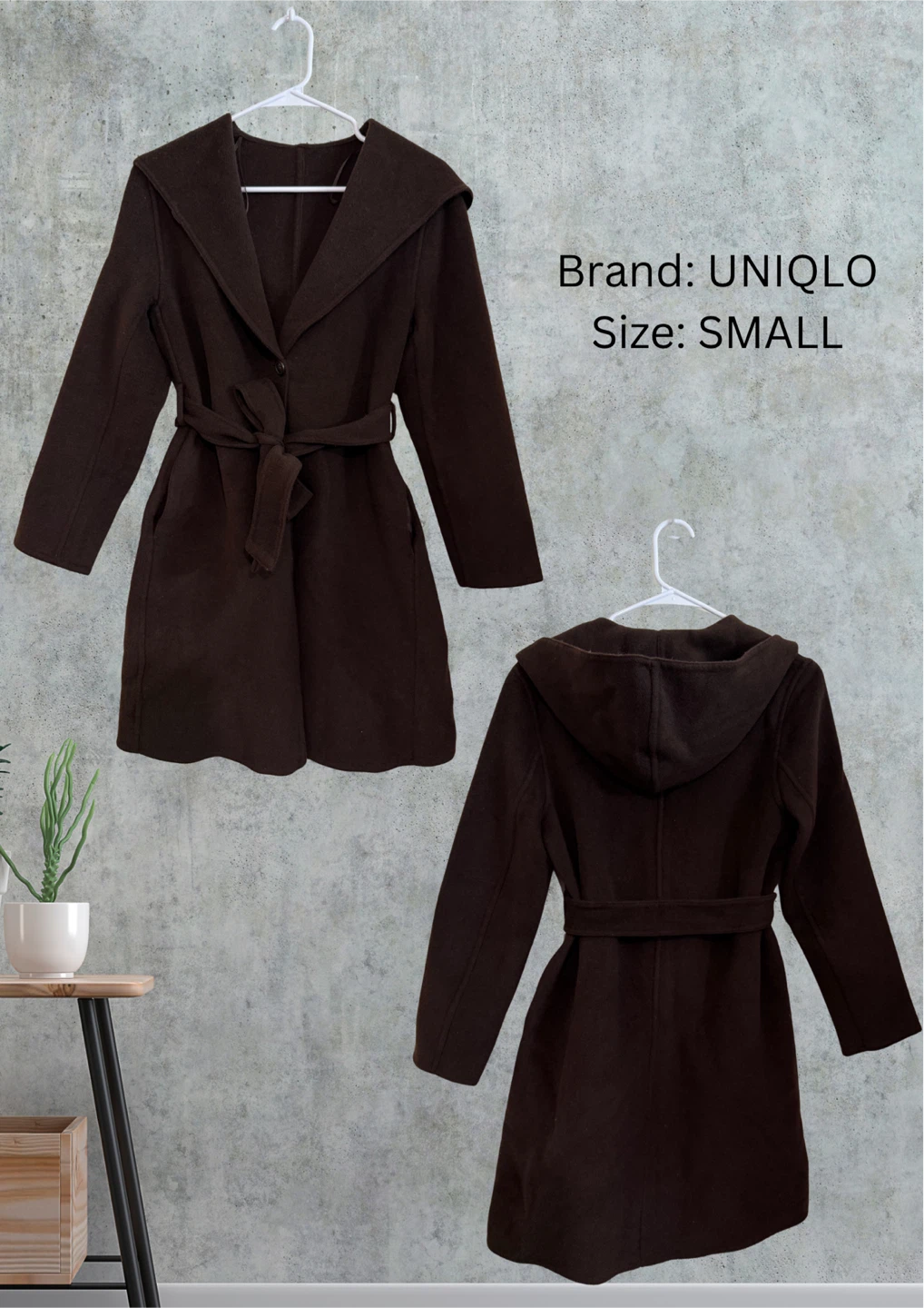 UNIQLO Hooded Belted Coat - Small