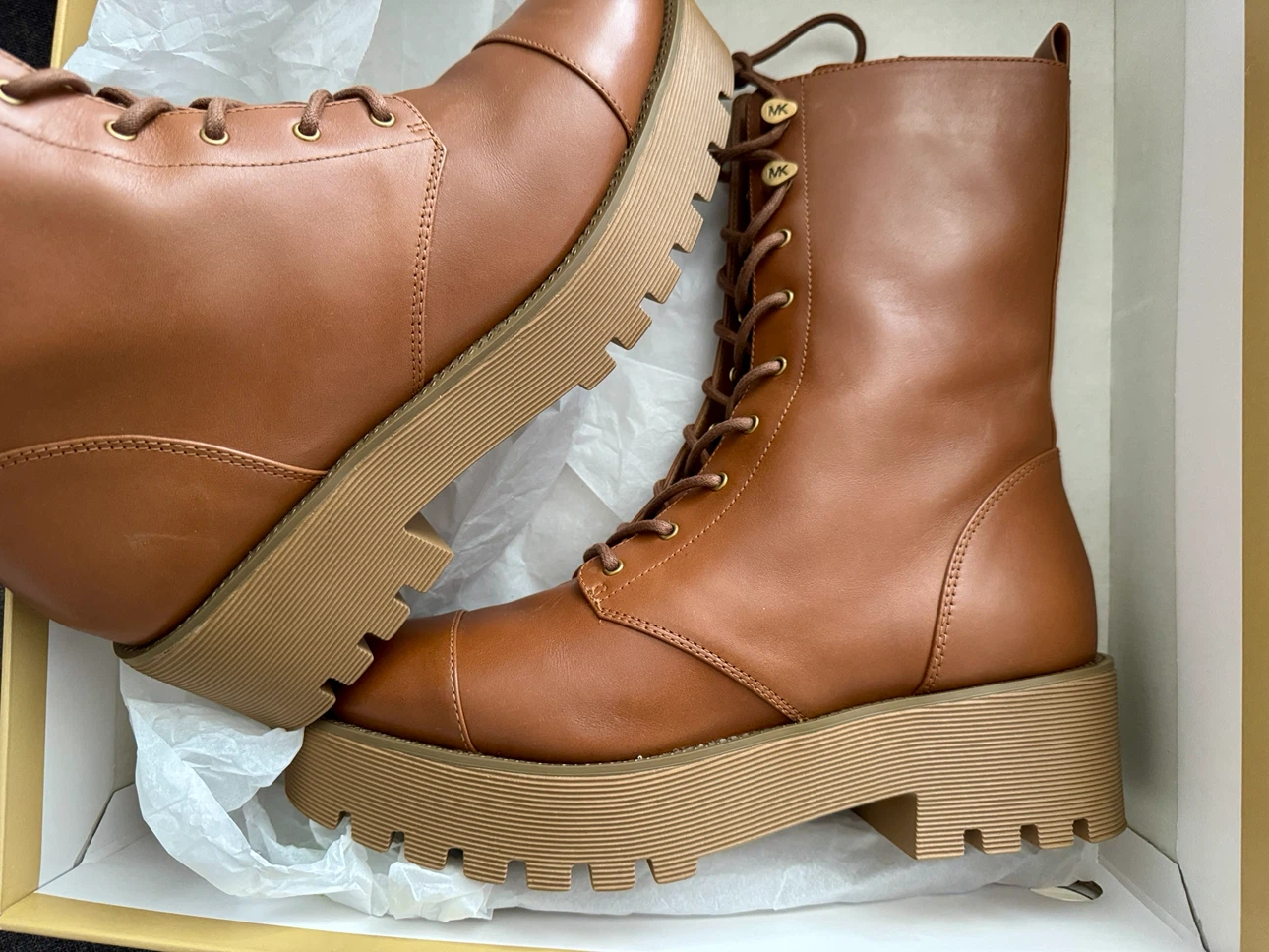 Michael Kors BRYCE bootie Brown Leather Lace-Up Boots - photo 2