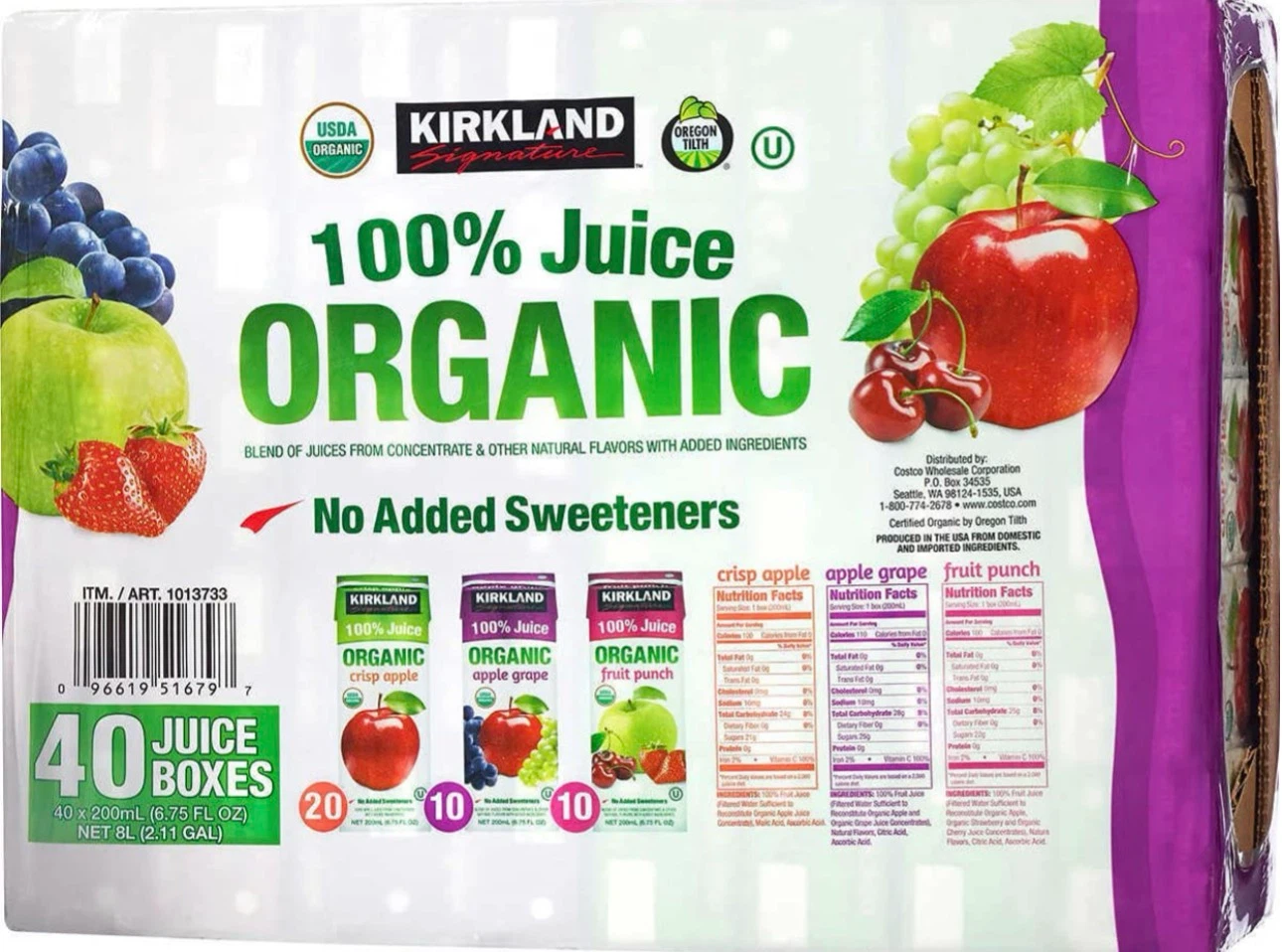 Kirkland Signature Organic 100% Juice Boxes