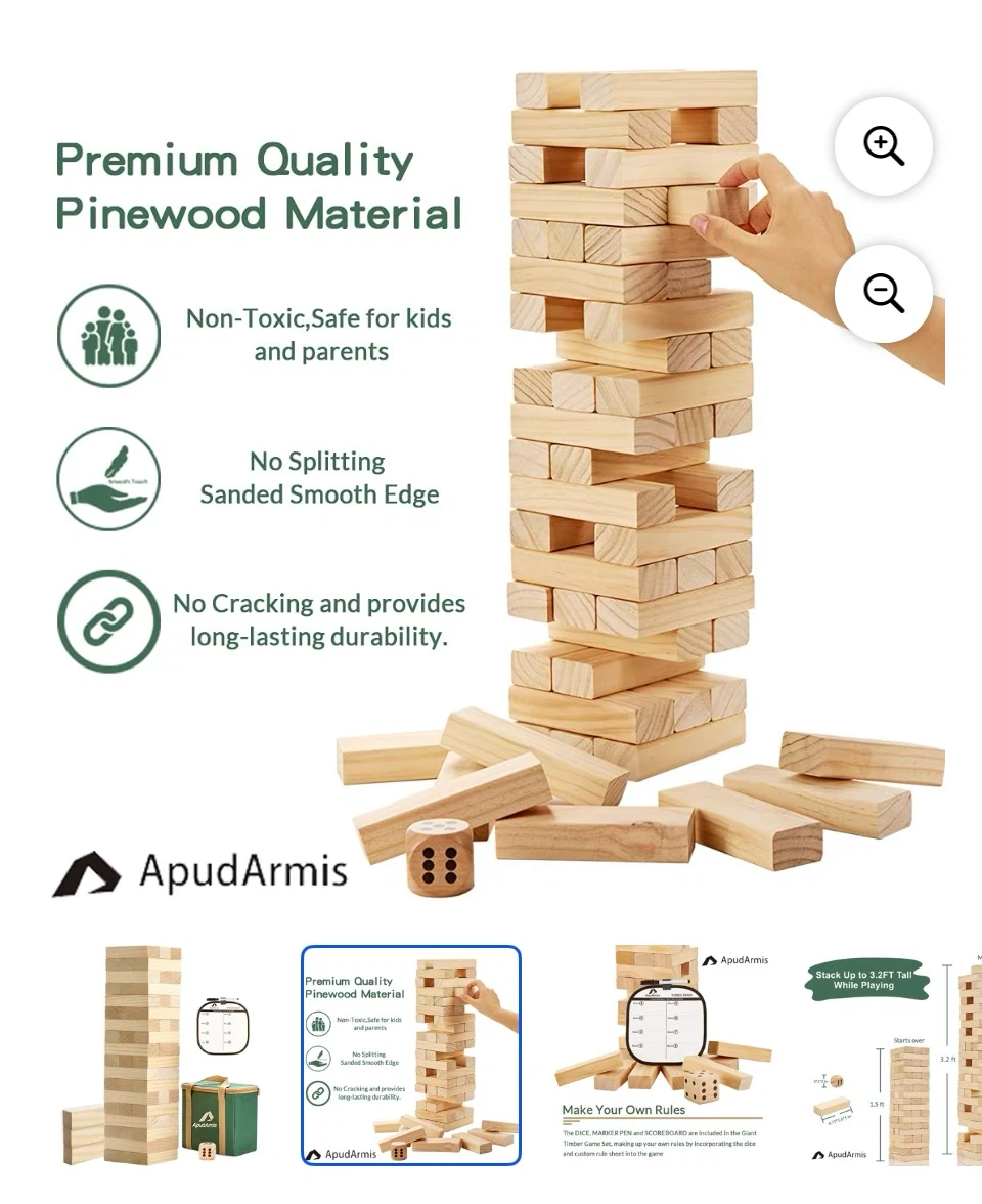 ApuDArmis Giant Tumbling Tower Game with Carrying Bag - photo 3