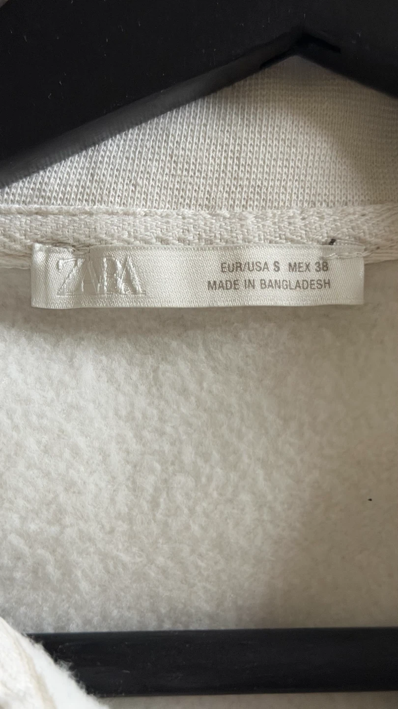 ZARA Quarter Zip Sweatshirt Size S Cream - photo 2