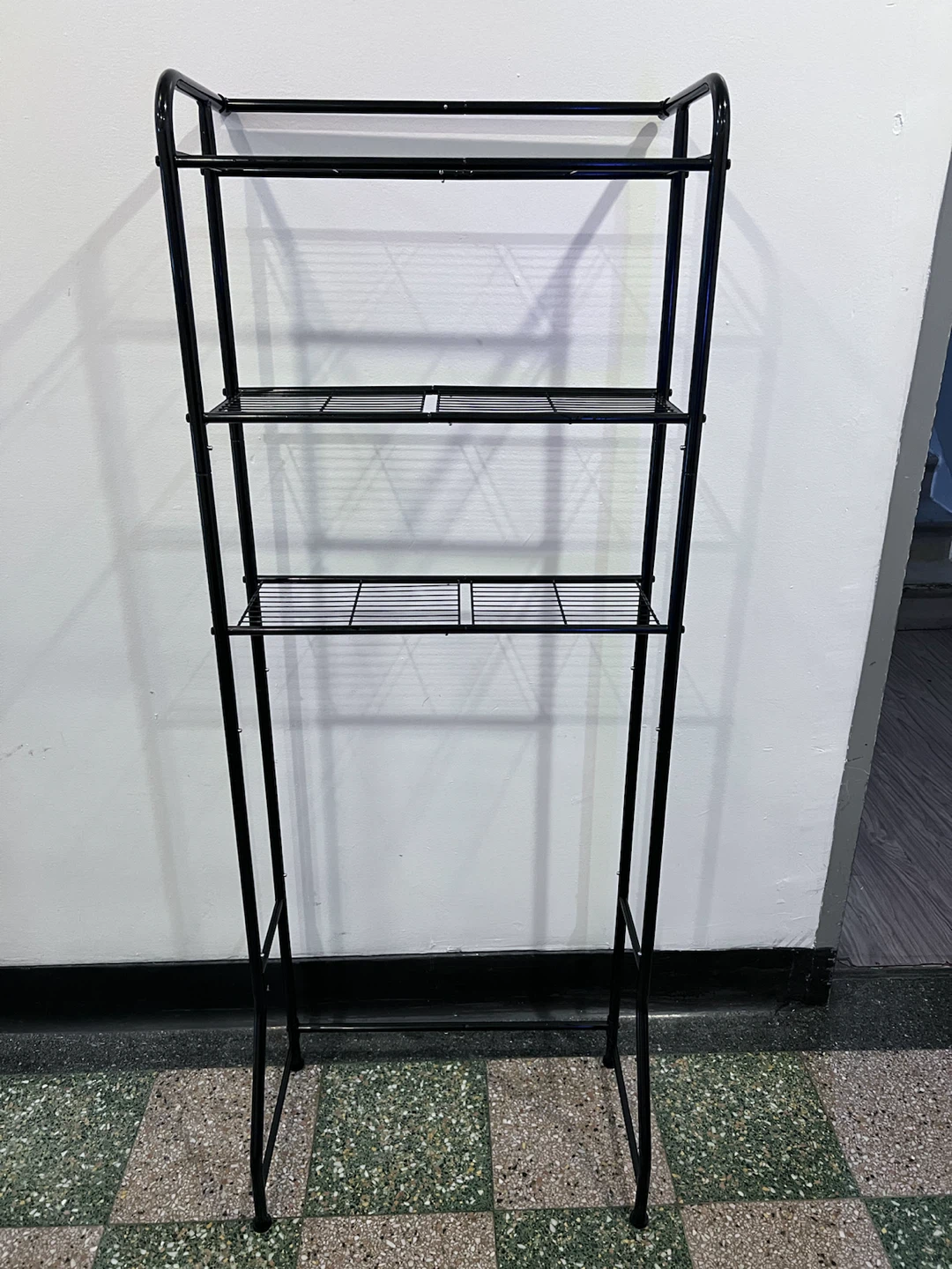 Black Metal 3-Tier Shelf Unit over the toilet