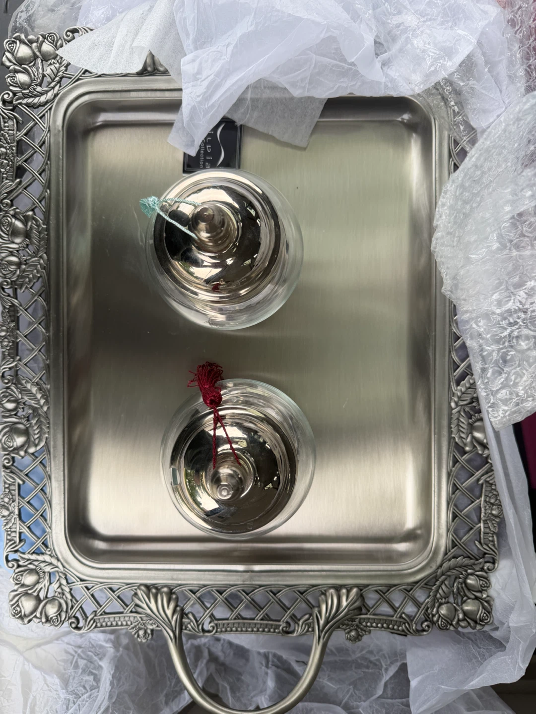 Silvia Home Collection Decorative Jars with Tray