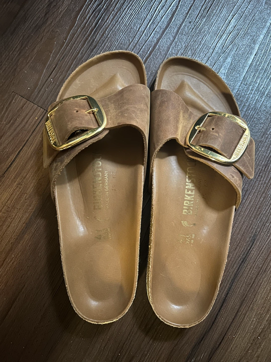 Birkenstock Arizona Big Buckle Sandals Brown Leather Size 41