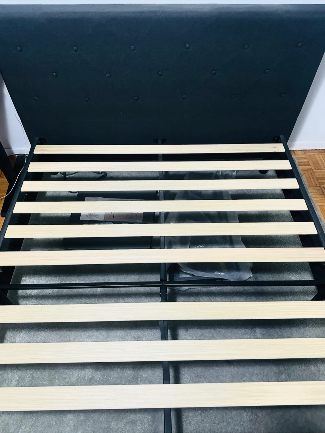 Zinus Upholstered Queen platform bed frame- Excellent condition - photo 2