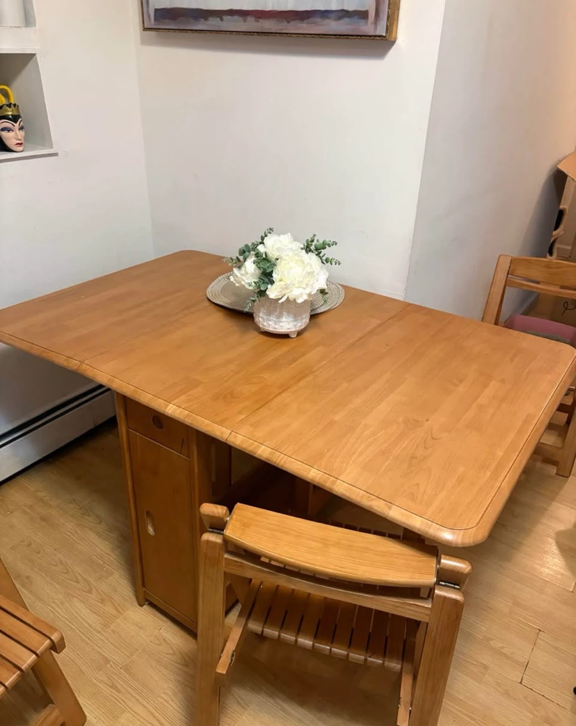 Mobile folding dining table wood