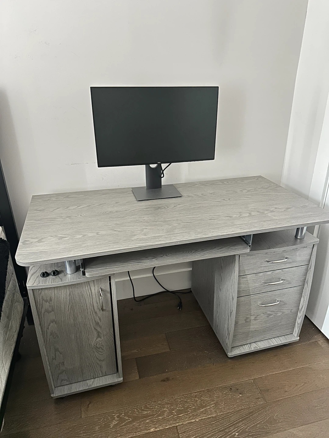 Grey Desk with Keyboard Tray