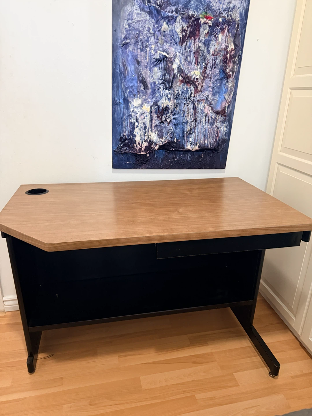 Wood-look Desk with Drawer and Cup Holder