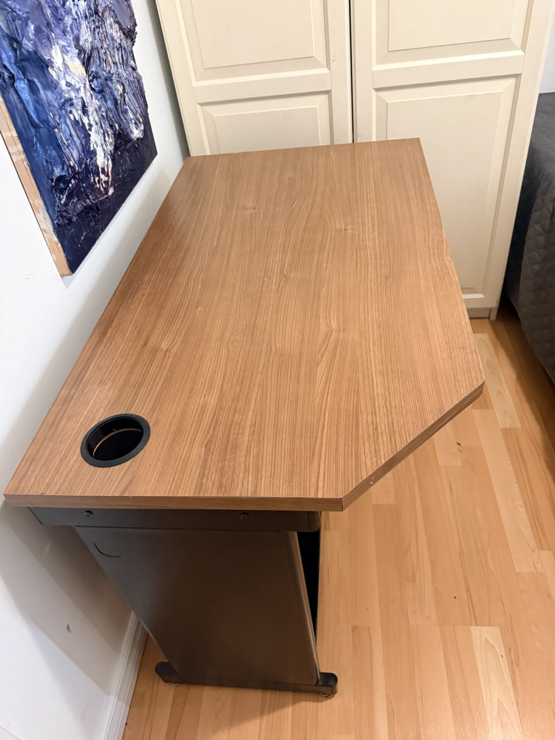 Wood-look Desk with Drawer and Cup Holder - photo 2