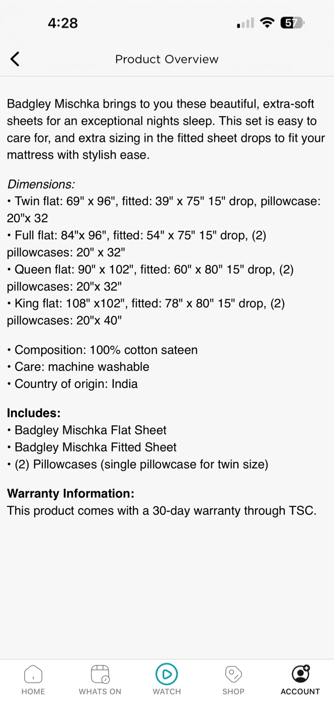 Badgley Mischka 100% Cotton Sateen Sheet Set - photo 3