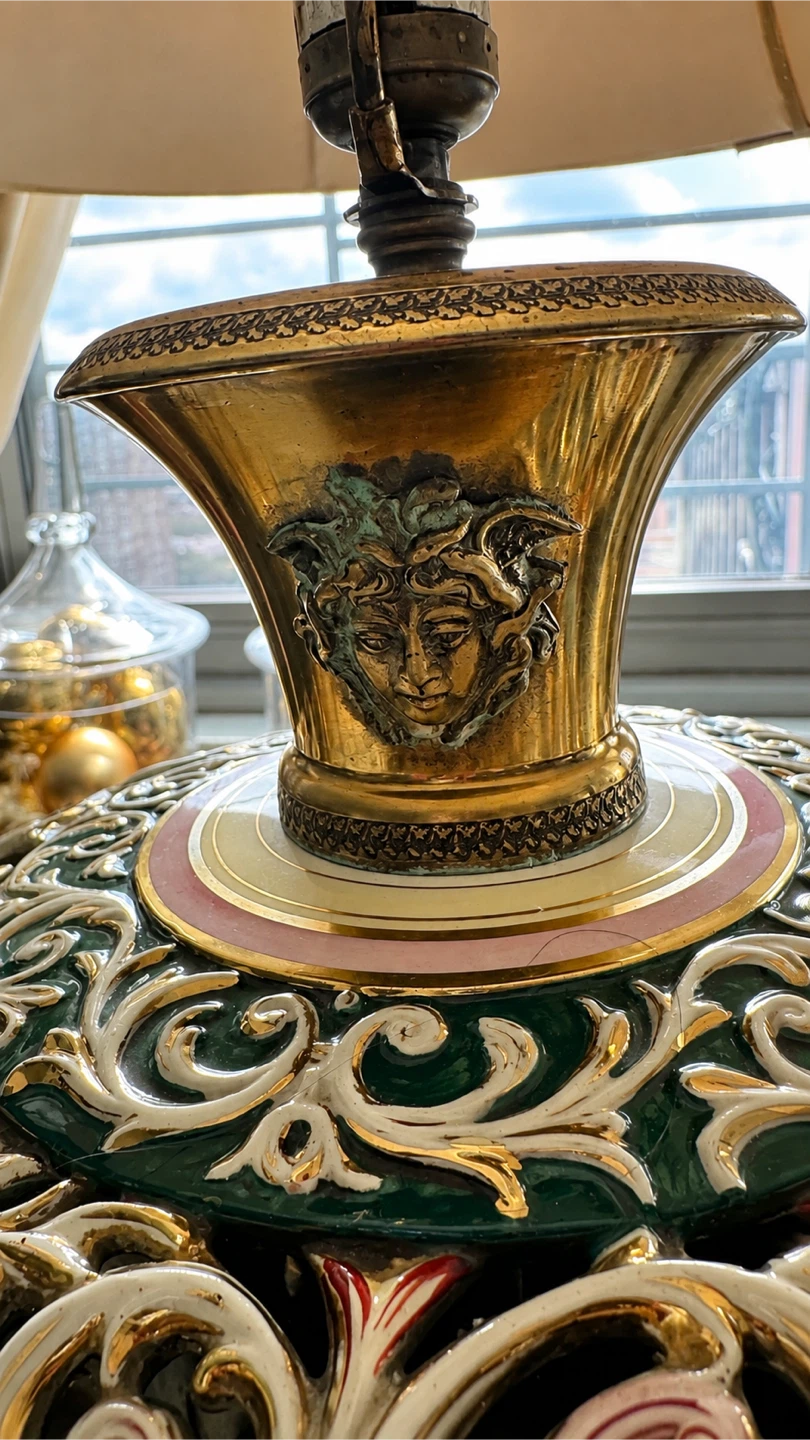 Vintage Ornate Table Lamp with Medusa Head Accent - photo 2