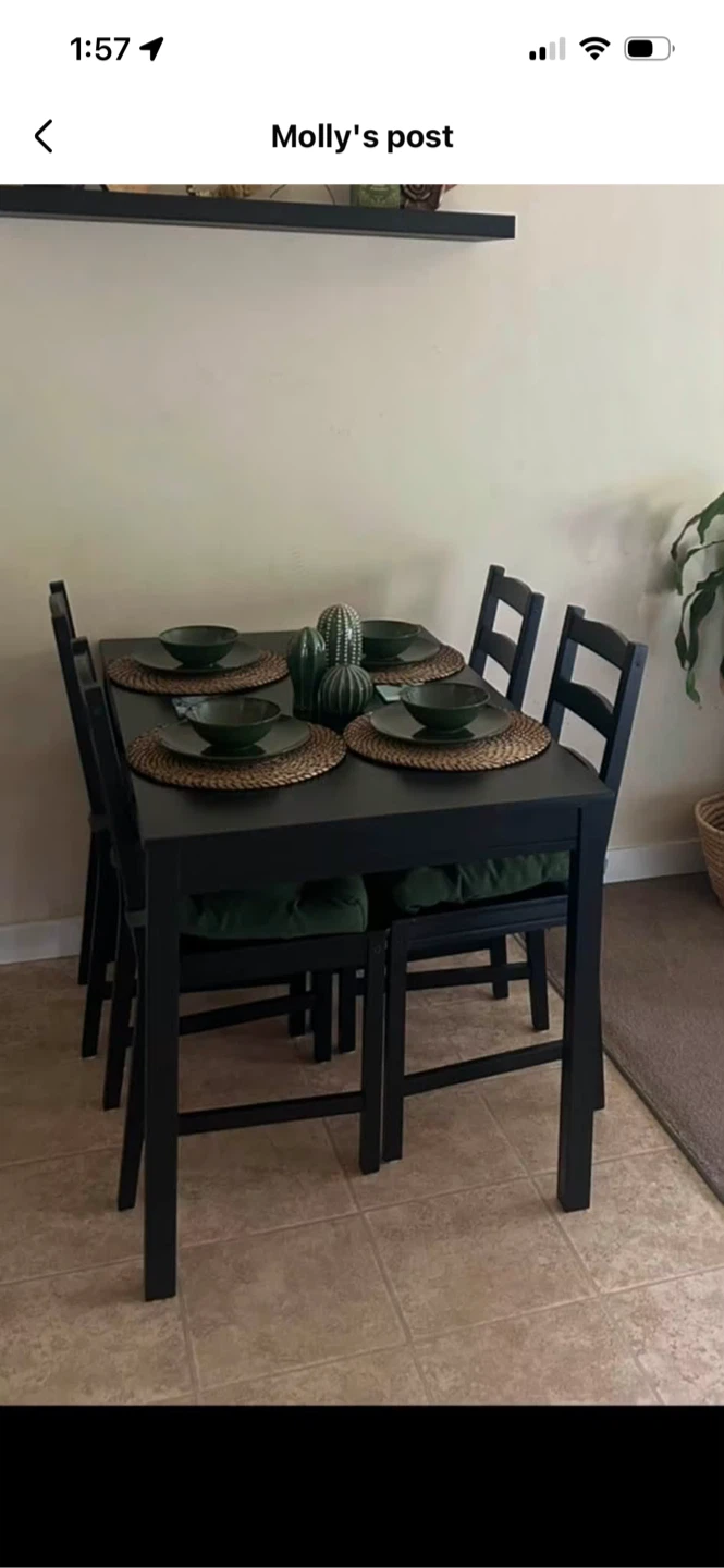 Black Dining Table and 4 Chairs