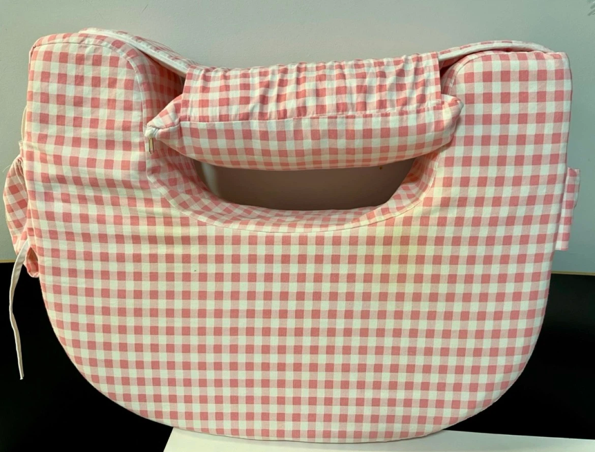 Pink Gingham Baby Feeding Pillow