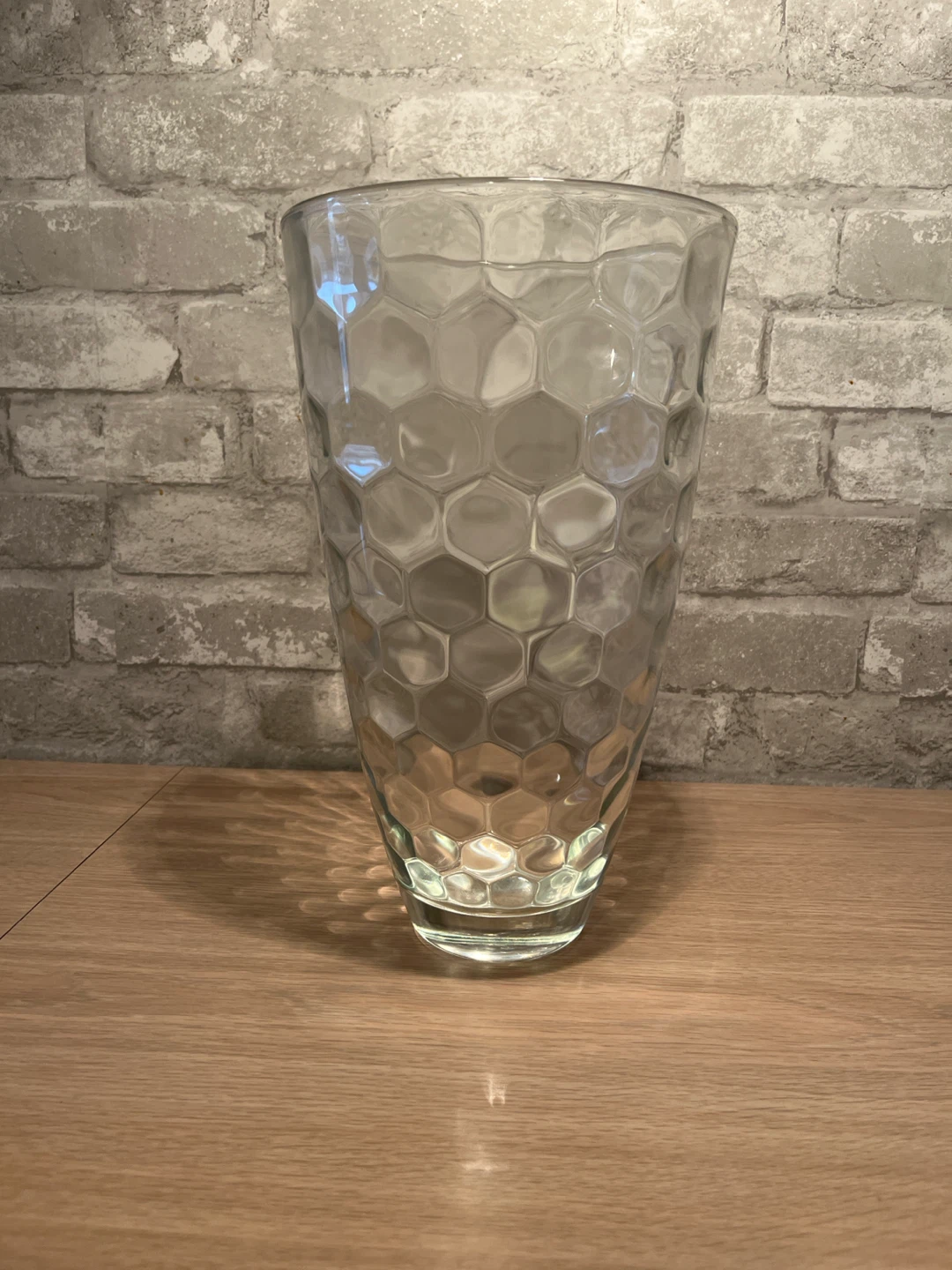 Pretty Glass Vase with Hexagonal Pattern