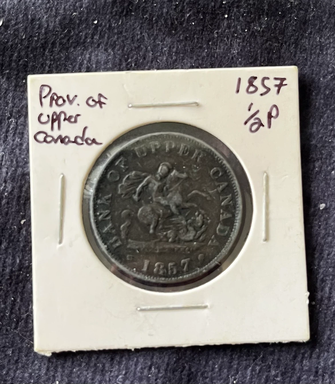 1857 Bank of Upper Canada 1/2 Penny Token