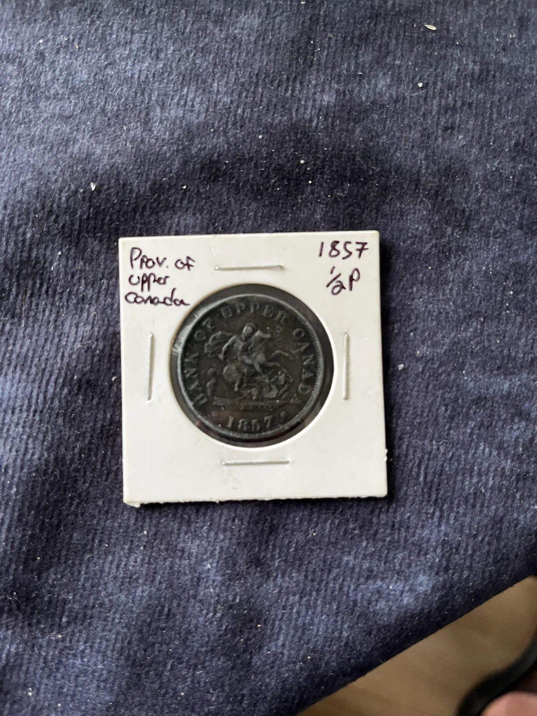 1857 Bank of Upper Canada 1/2 Penny Token - photo 2