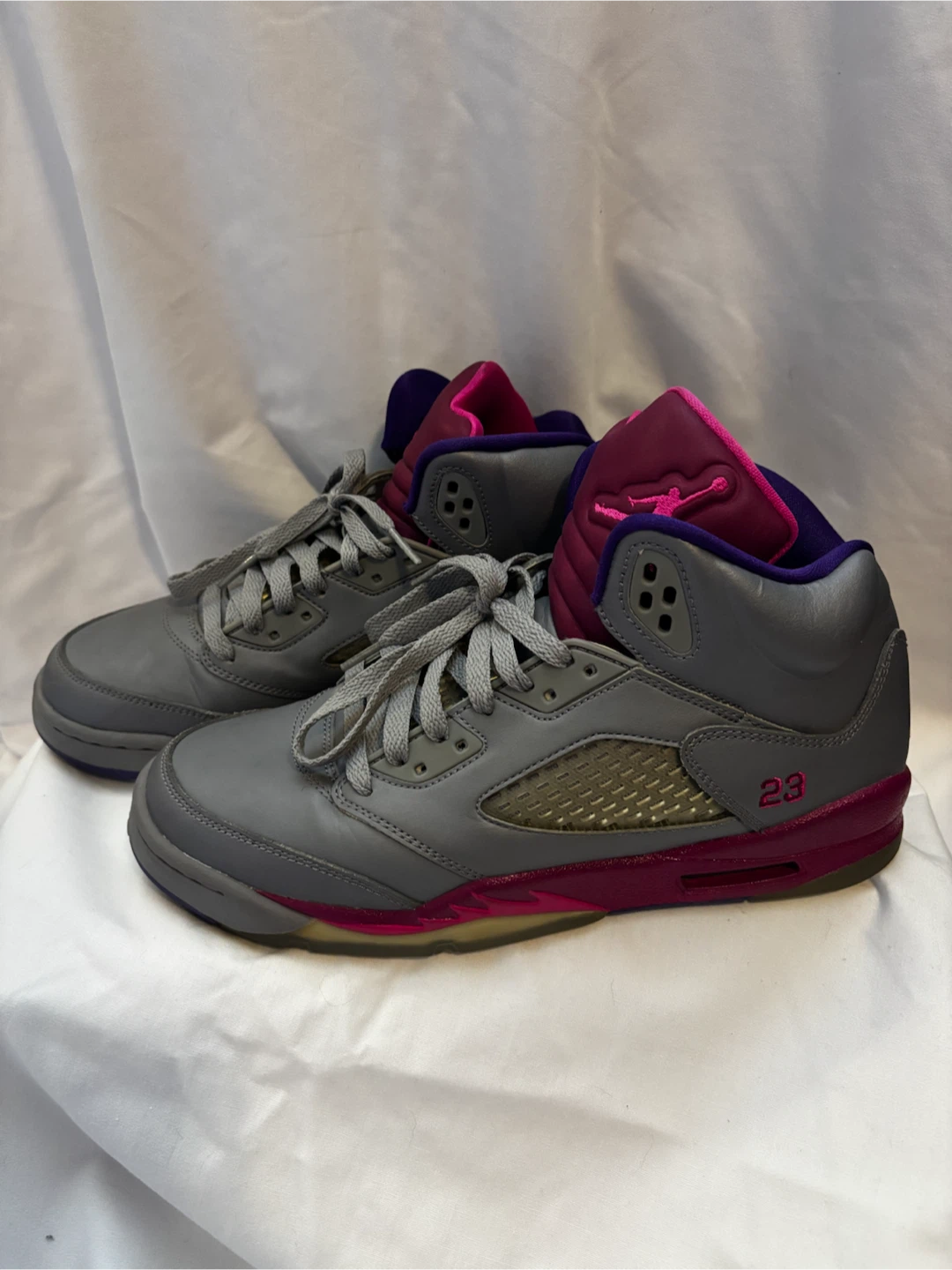 Nike Air Jordan 5 Retro Cement Grey Pink sneakers - Size 7Y