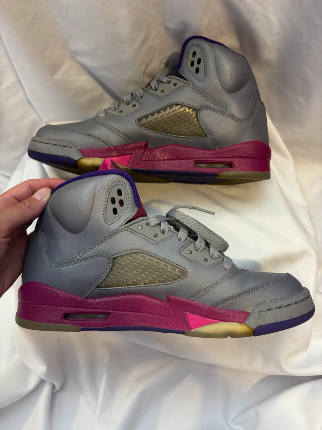 Nike Air Jordan 5 Retro Cement Grey Pink sneakers - Size 7Y - photo 5