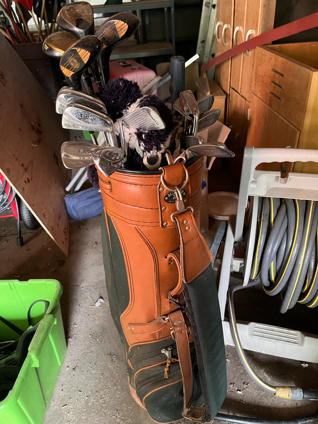 Vintage Golf Club Set with Leather Bag