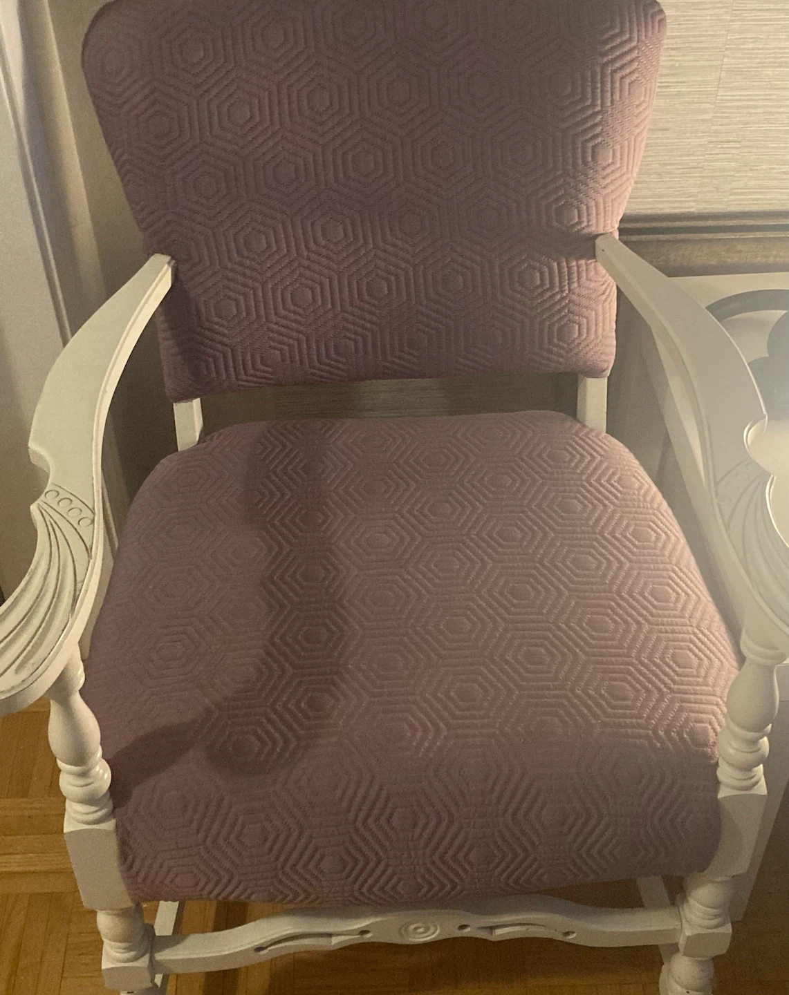 Armchair with honeycomb patterned fabric!