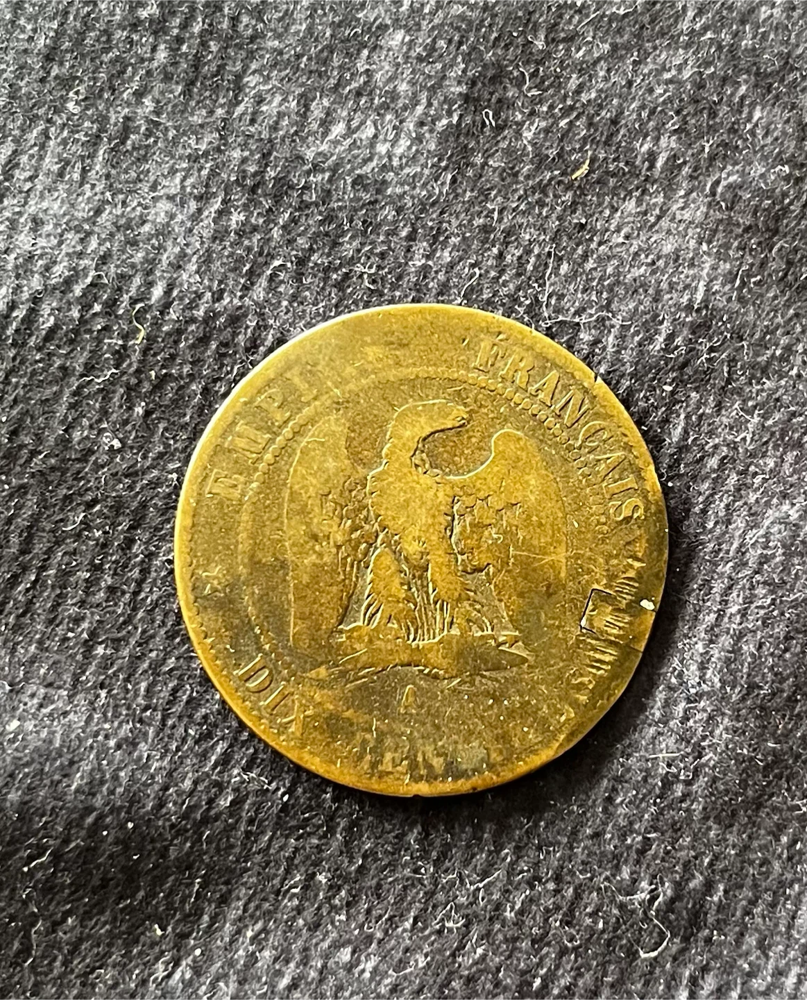 Antique 1852 French 5 Franc Coin