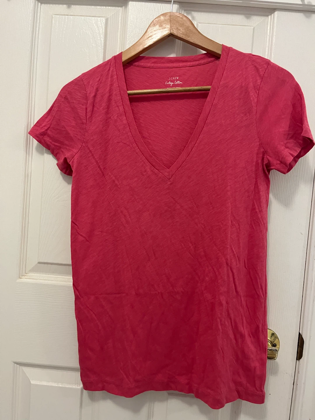 J.Crew Vintage Cotton V-Neck T-Shirt - Pink - Size S