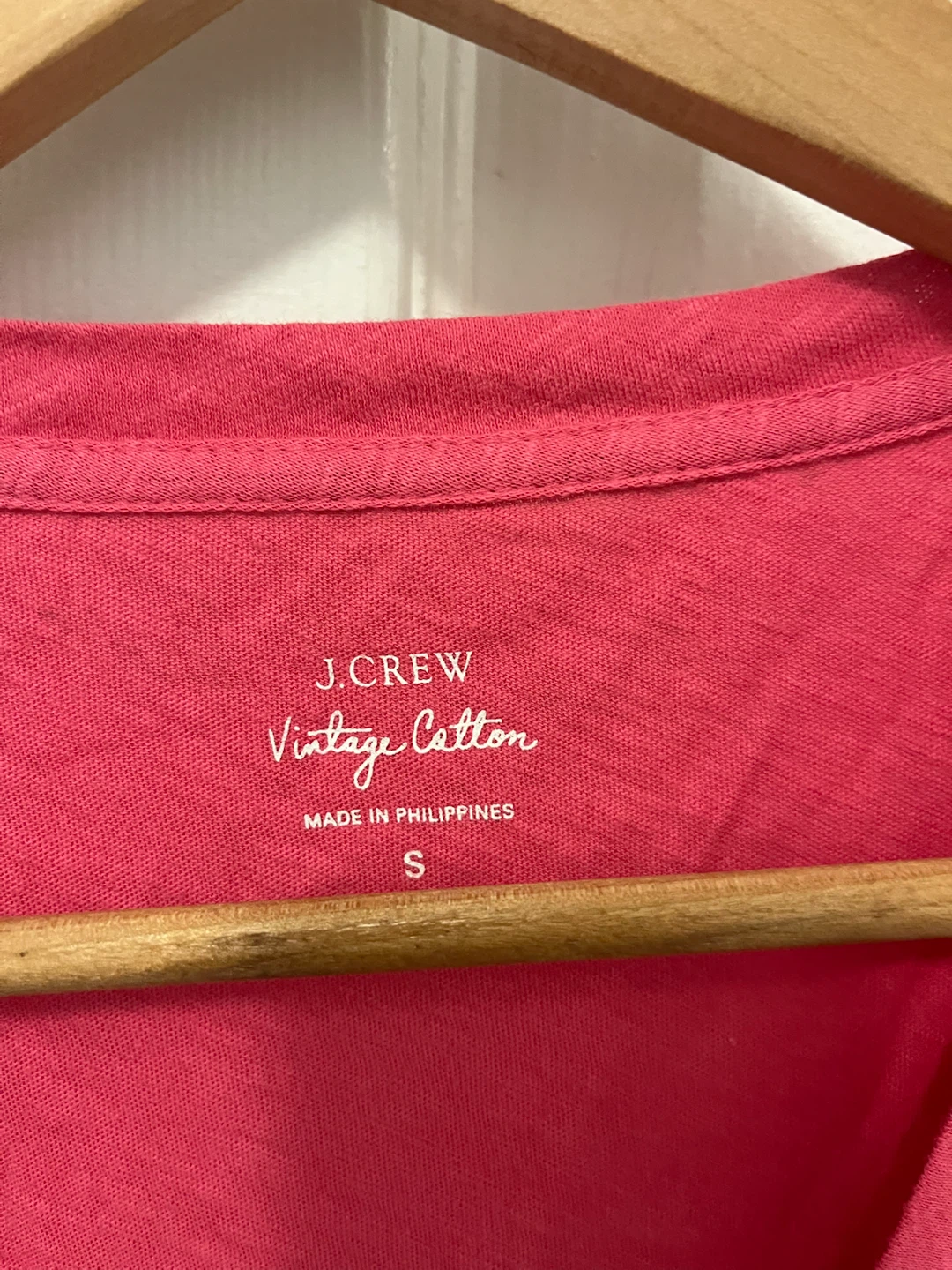 J.Crew Vintage Cotton V-Neck T-Shirt - Pink - Size S - photo 2