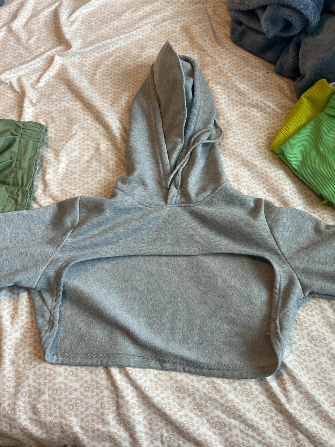 Grey Cropped Hoodie