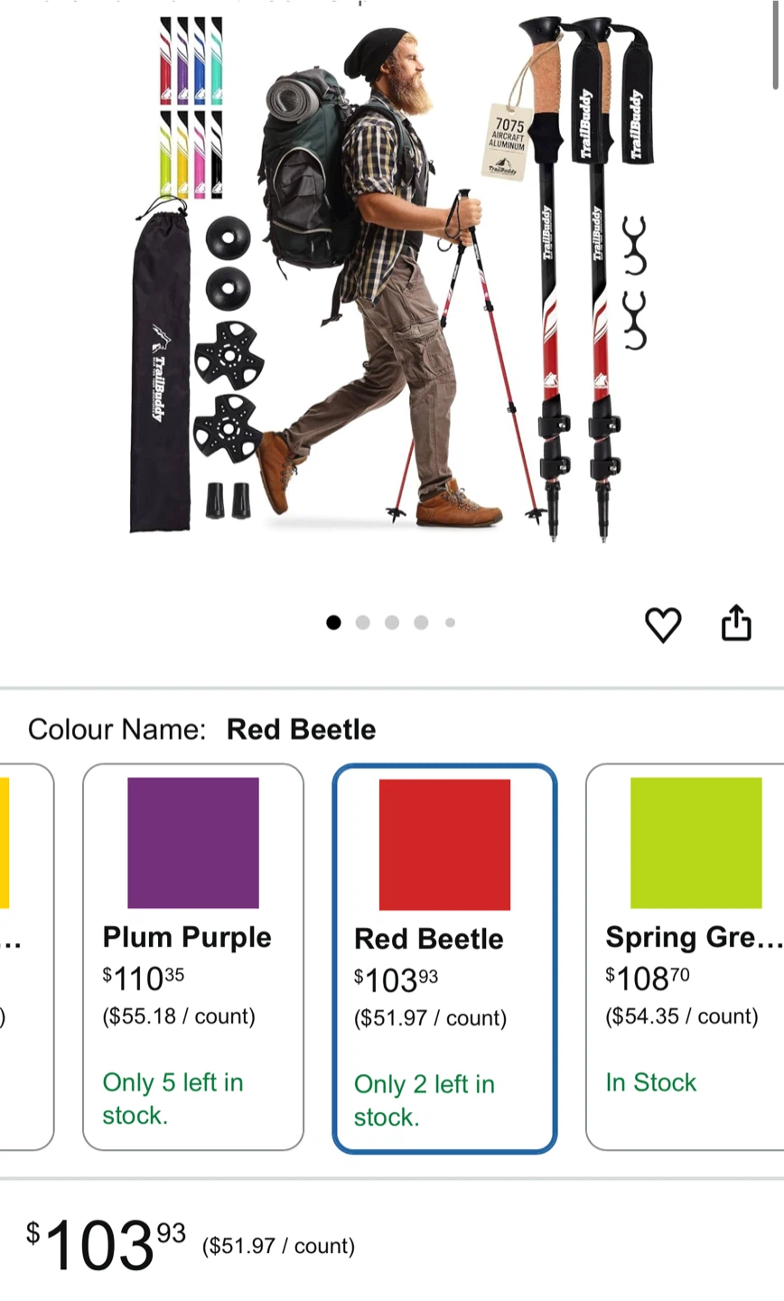 TrailBuddy Trekking Poles - Red Beetle