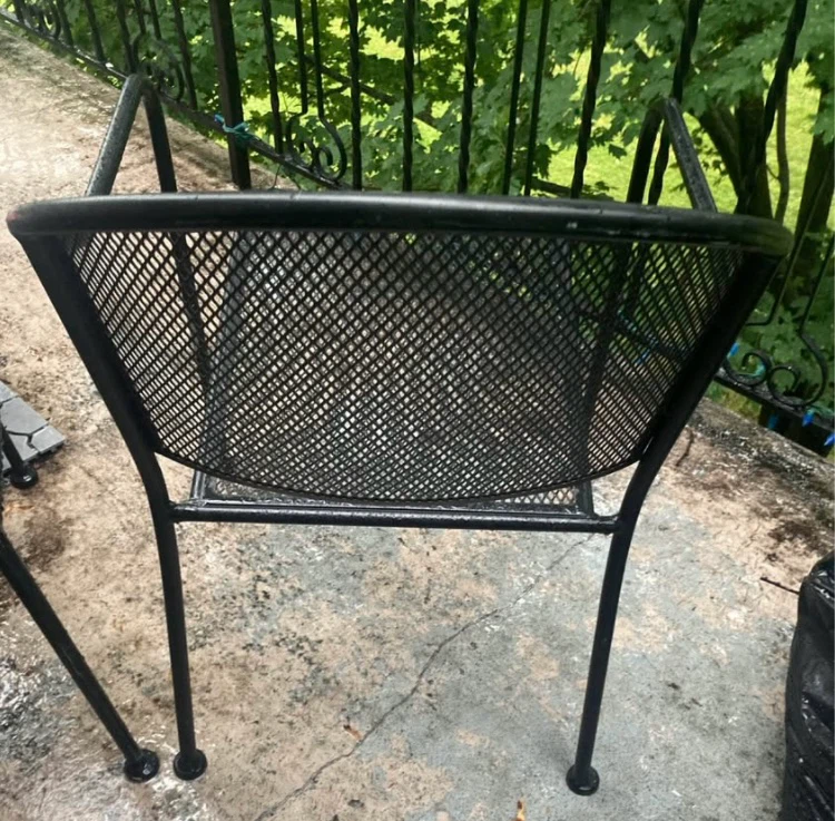 Pair of Black Metal Outdoor Chair with Red Cushion - photo 3