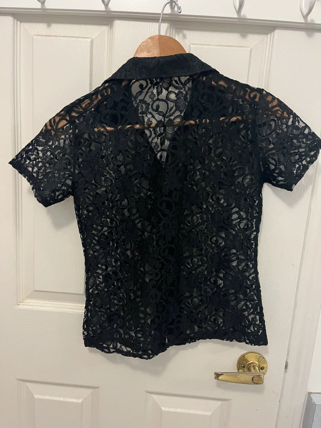 Black Lace Button-Up Shirt - photo 2