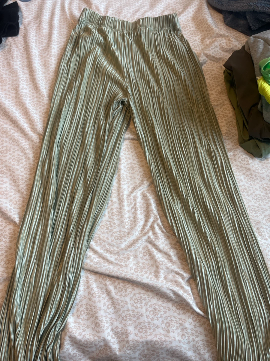 Pleated Wide Leg Pants - Green
