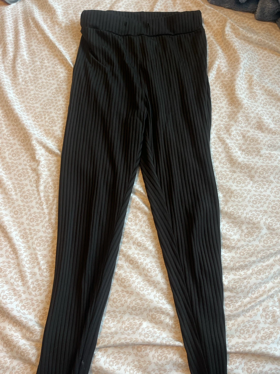 Black Ribbed Knit Pants