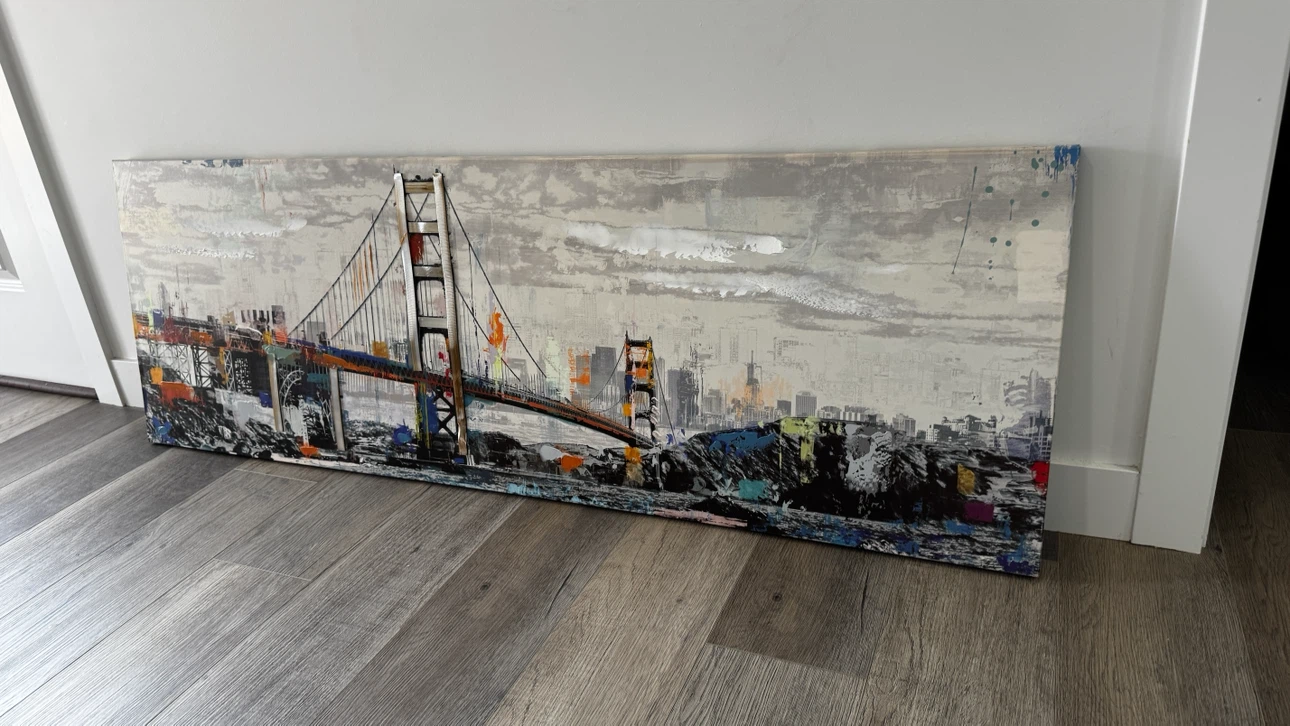 Abstract Golden Gate Bridge Canvas Wall Art - photo 2