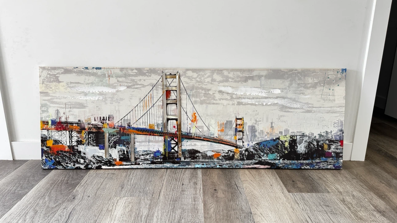 Abstract Golden Gate Bridge Canvas Wall Art - photo 3