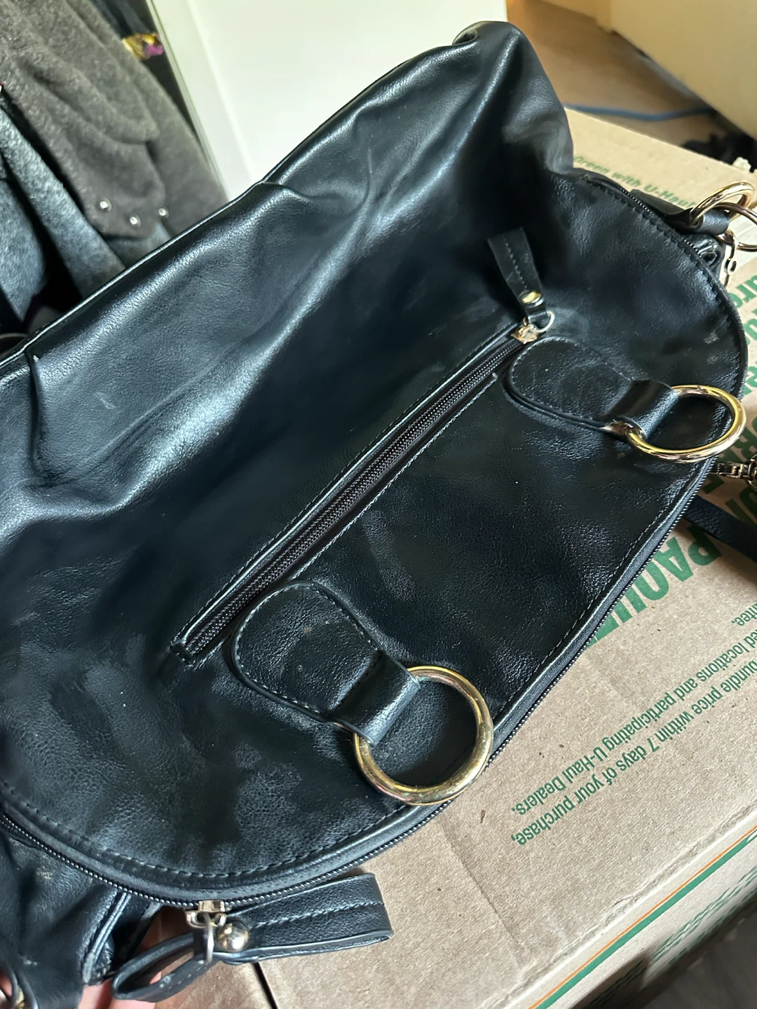 Black Faux Leather Shoulder Bag - photo 2
