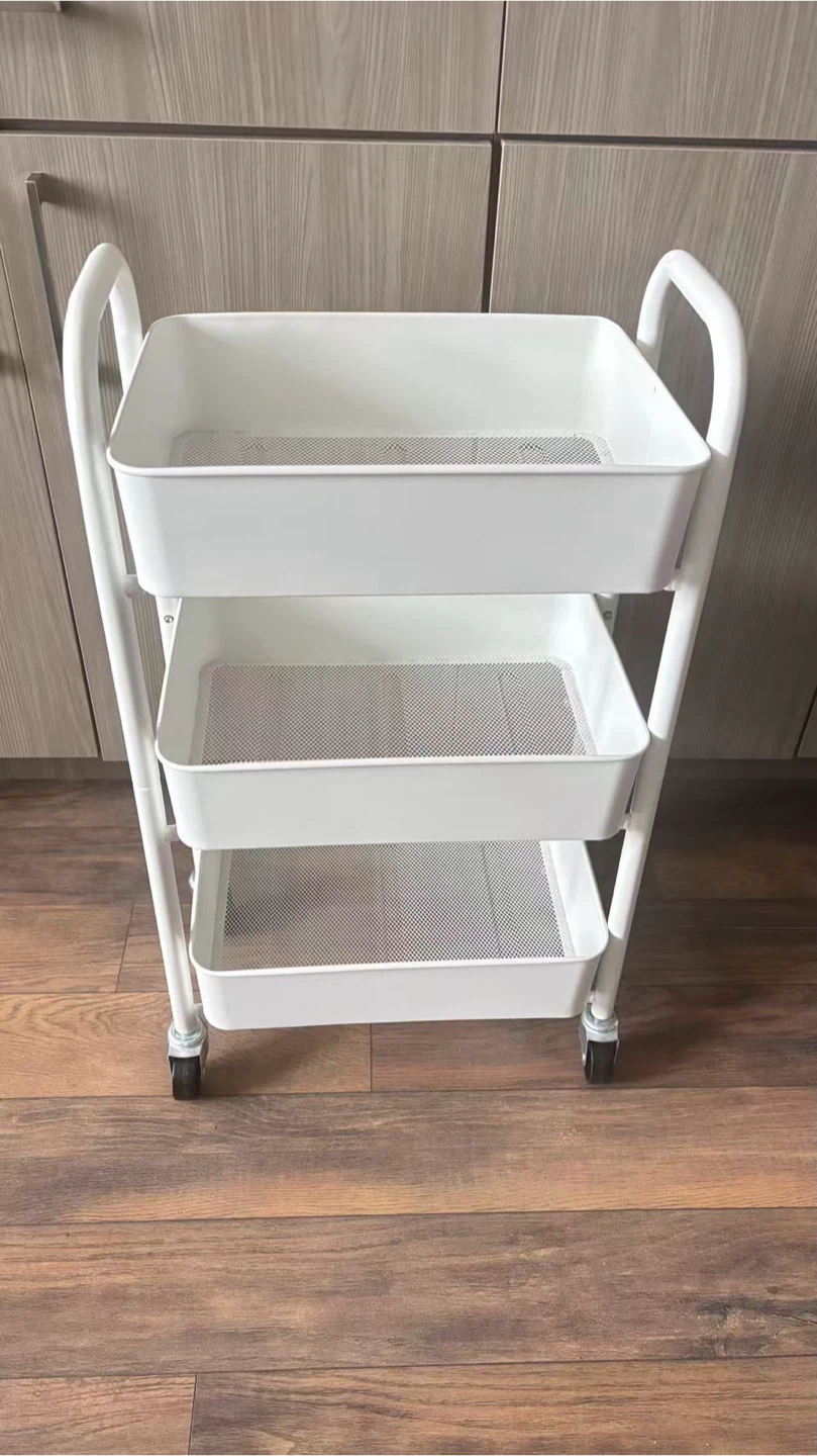 White 3-Tier Rolling Utility Cart