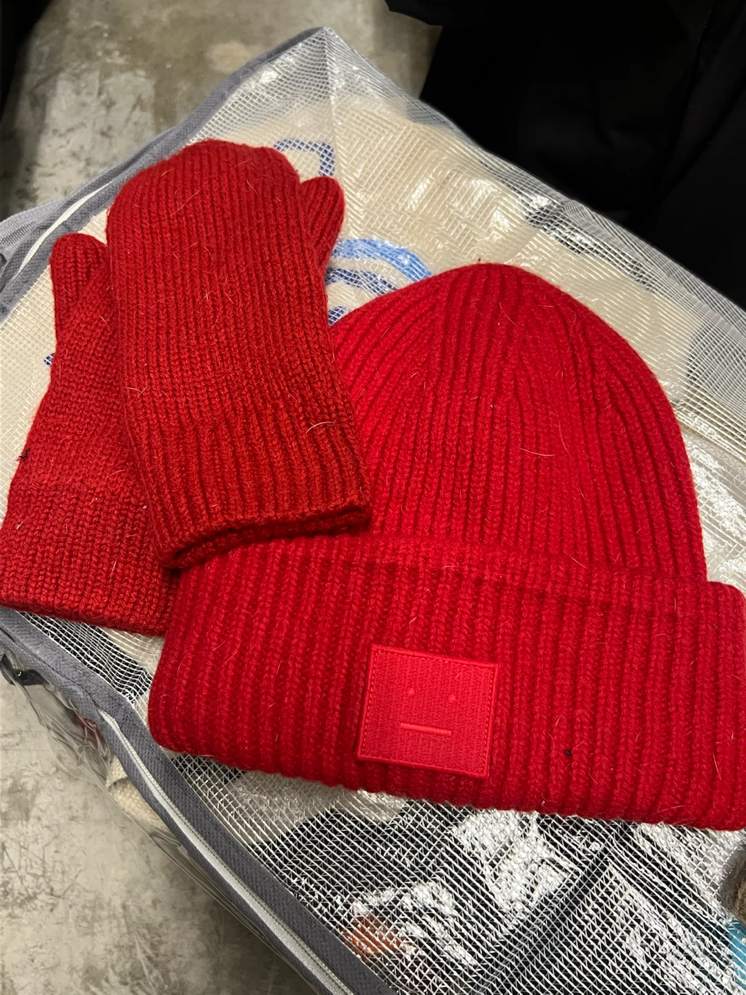 Acne Studio Beanie & TNA mittens