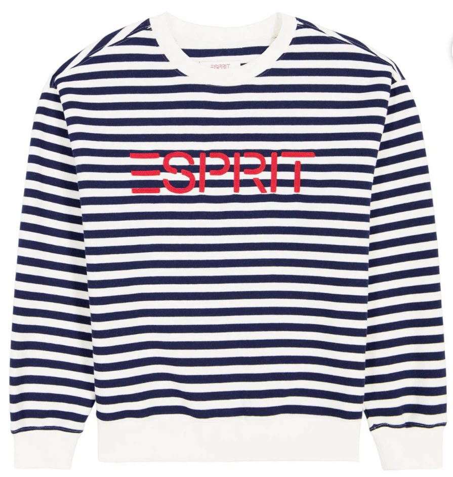 ESPRIT Women’s Striped Fleece Embroidered Logo Sweatshirt NWT - photo 2