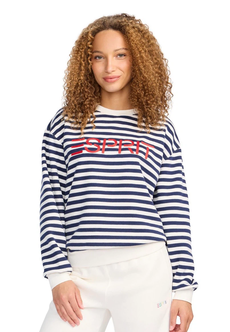 ESPRIT Women’s Striped Fleece Embroidered Logo Sweatshirt NWT - photo 3