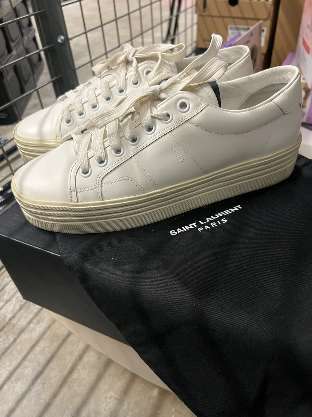 Saint Laurent Paris SL39 White Leather Sneakers