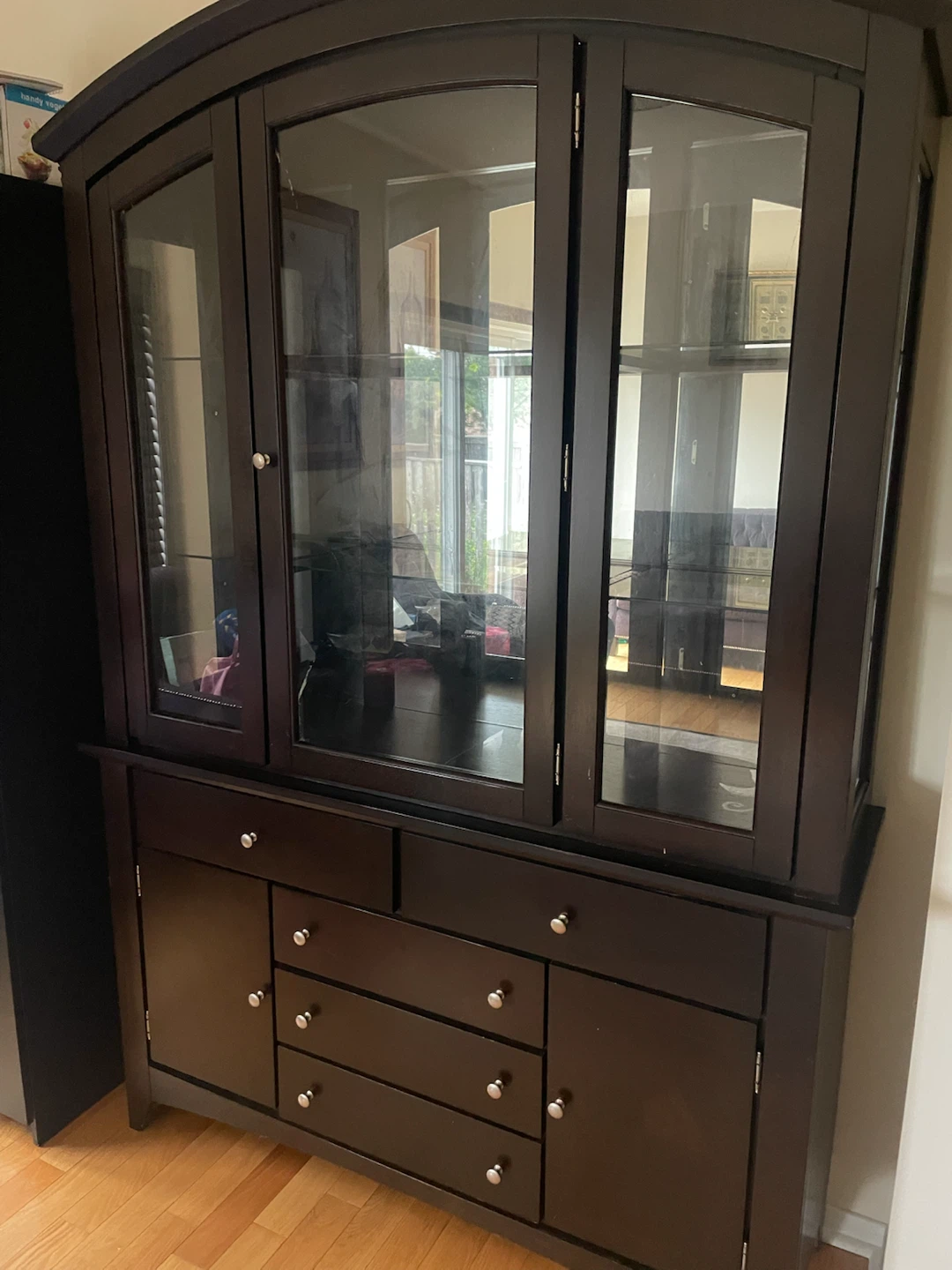 Dark Brown China Cabinet with Glass Doors - photo 2