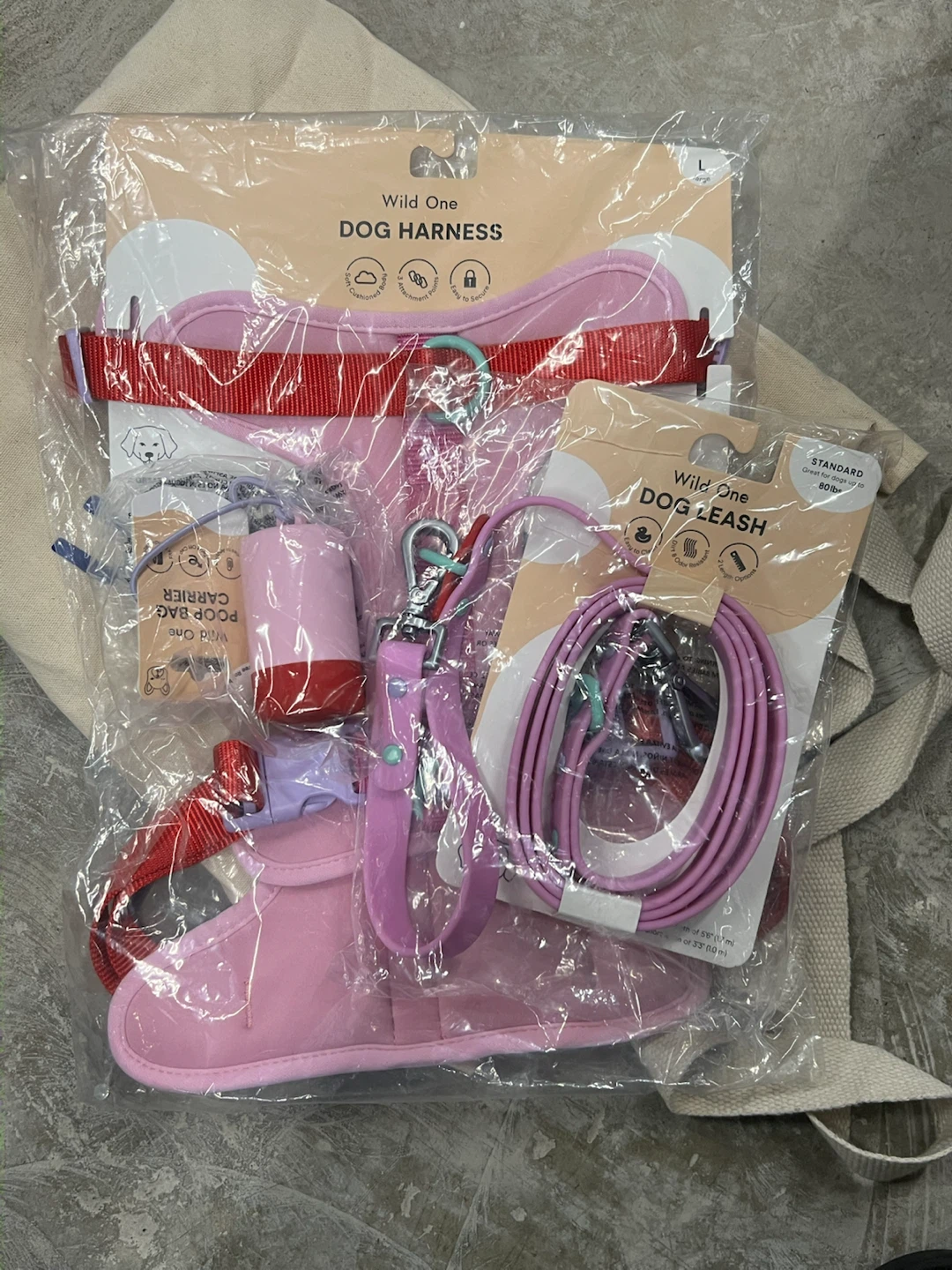 Wild One Pink Dog Harness and Leash Set - Size L