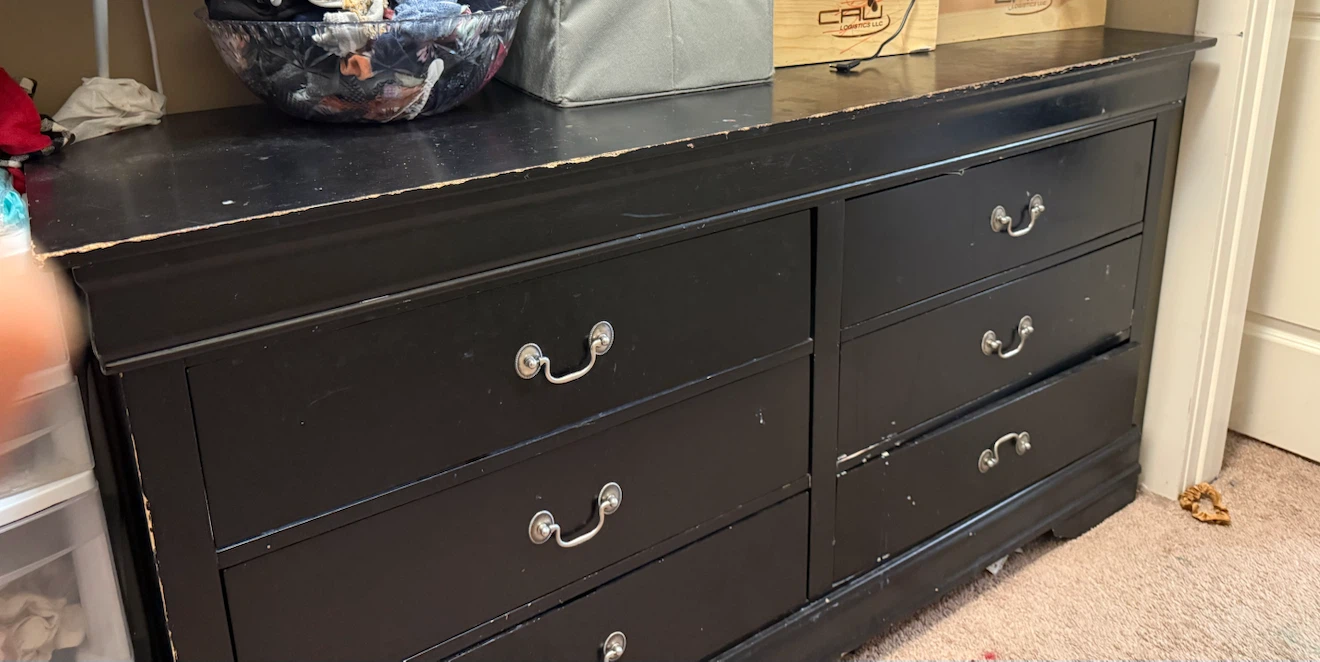 Black Dresser with 6 Drawers