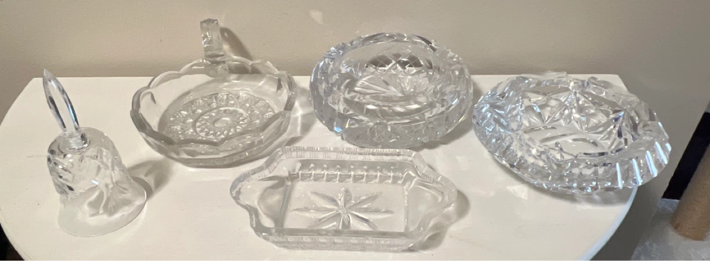 Vintage 5-Piece Glass/Crystal Decor Lot (As-Is)