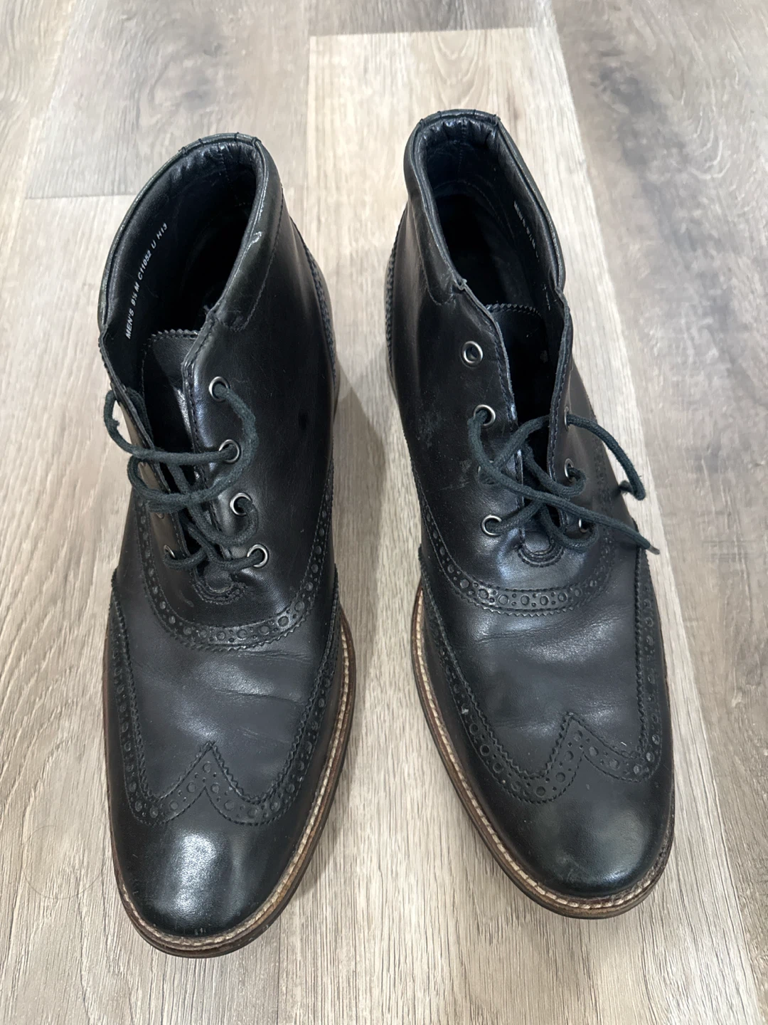 Cole Haan Black Leather Wingtip Ankle Boots
