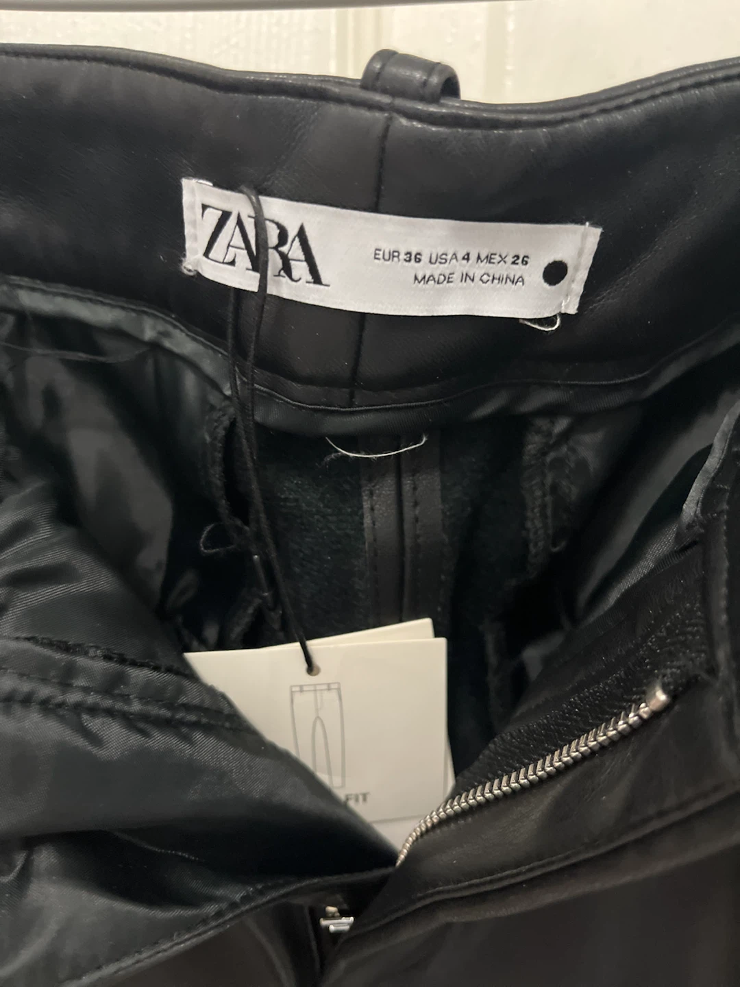 Zara Black Faux Leather Pants - photo 3