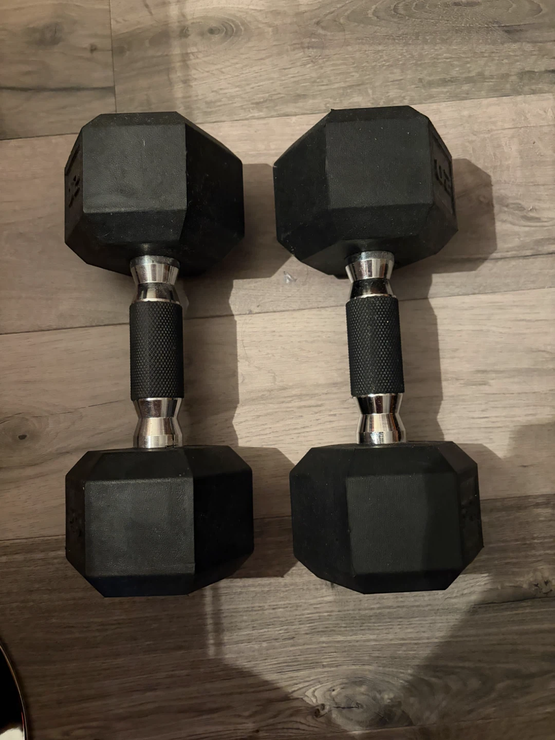 Pair of Black Hex Dumbbells - 20 lbs each